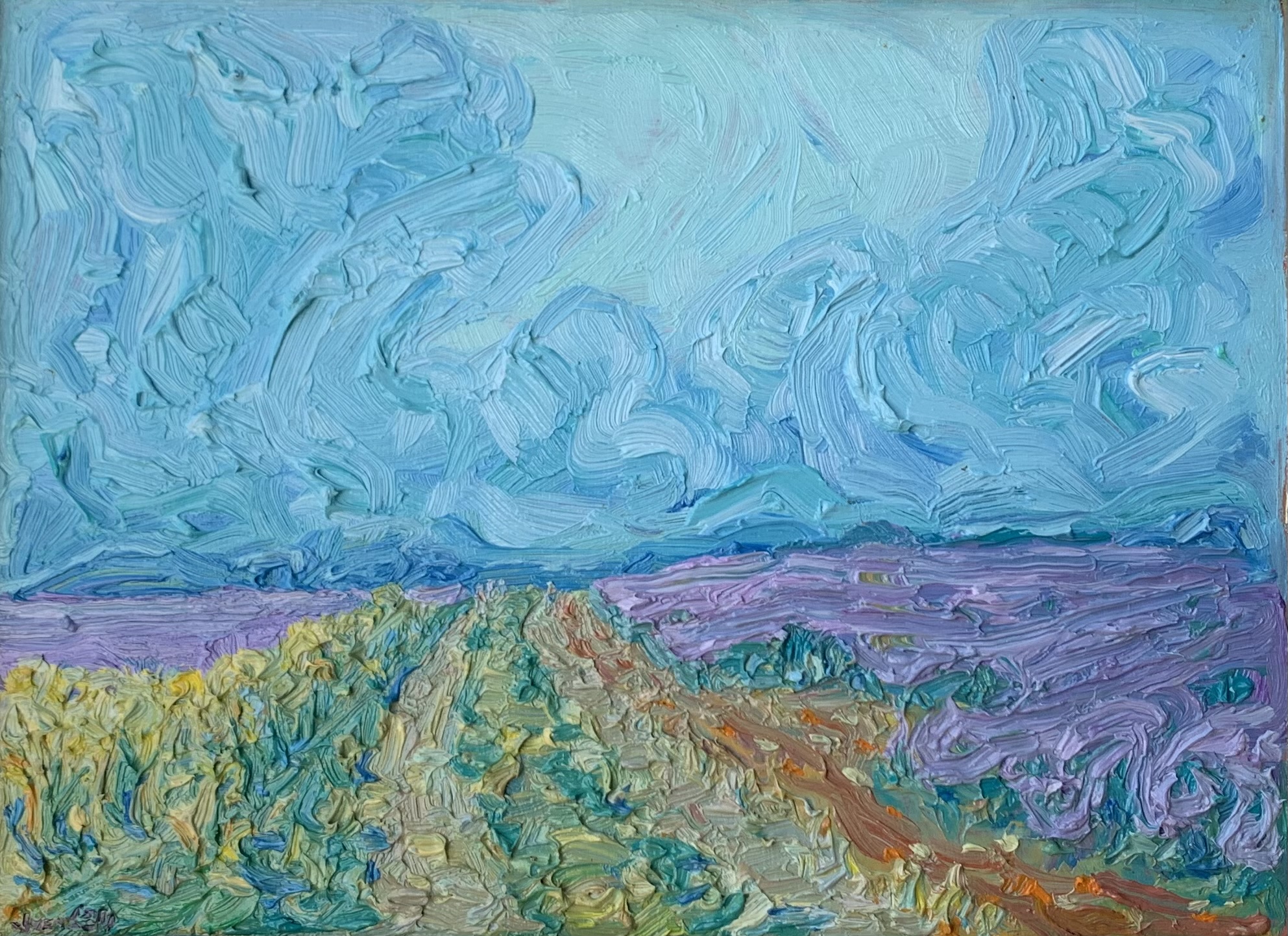 Path in Valensole Lavender fields, 18 x 24 cm