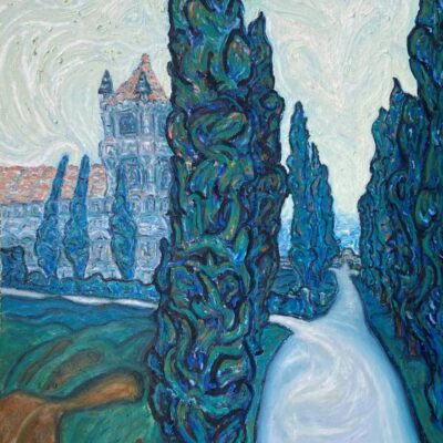 Cypresses of St. Martin Cemetery, Vevey, 90 x 60 cm